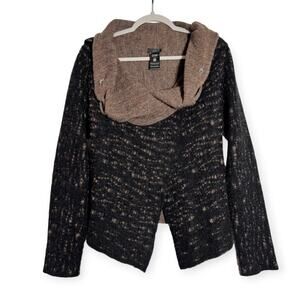 Crea Concept Snap Cardigan SIZE S Brown 100% Pure New Wool Sweater